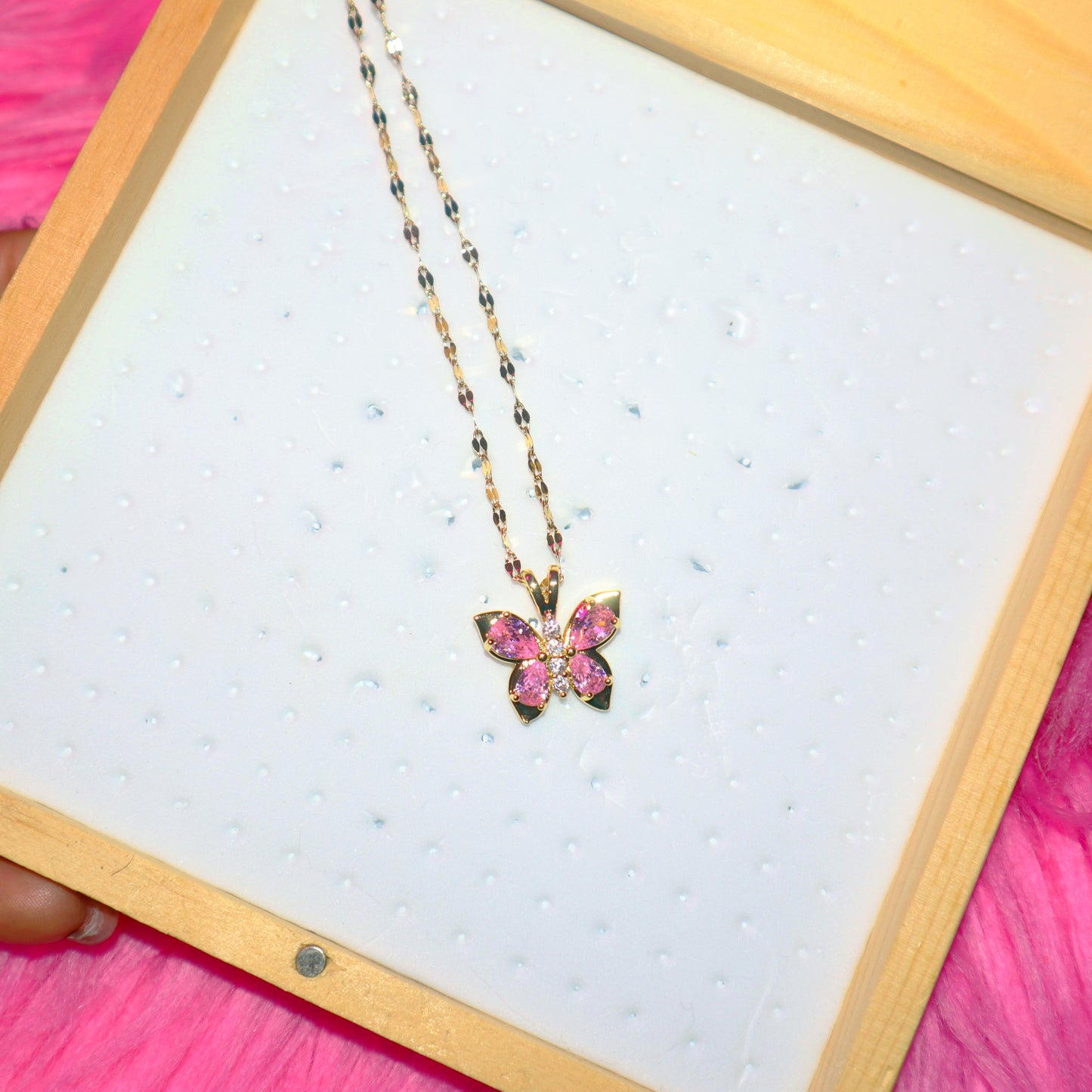 Pink Butterfly Necklace