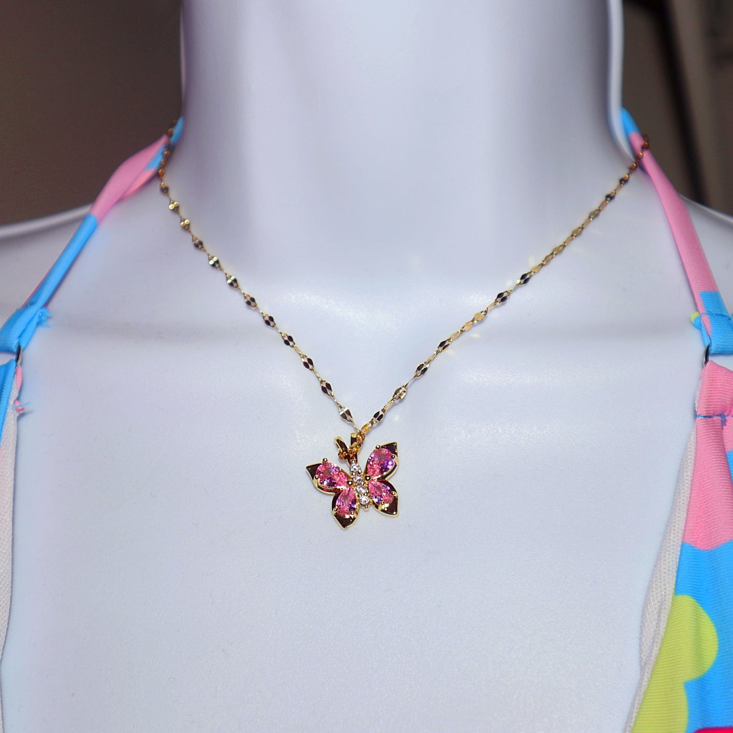 Pink Butterfly Necklace
