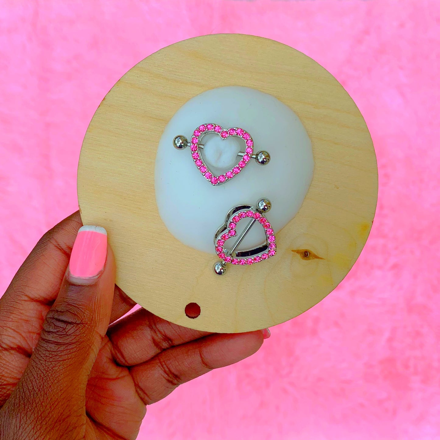 Pink Heart Nipple Rings