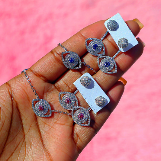 Pink Evil Eye Jewelry Set