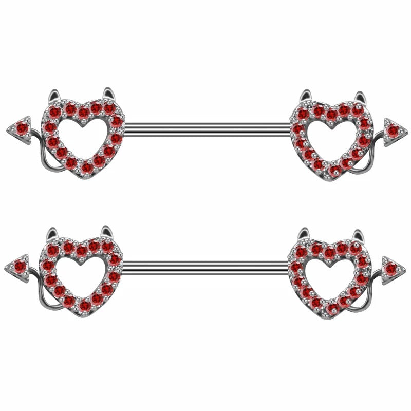 Red Heart Nipple Rings