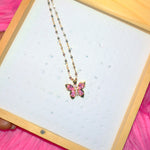 Pink Butterfly Necklace